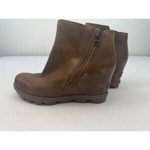 Sorel Joan of Arctic Wedge II Ankle Boots Booties Women's 8 Brown Leather